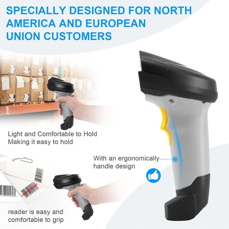 onewscan Barcode Scanner Wireless, 1D Barcode Reader with Stand, 2.4G Wireless & USB Wired Connection Plug and Play Handheld Bar Code Scanners - Image 5